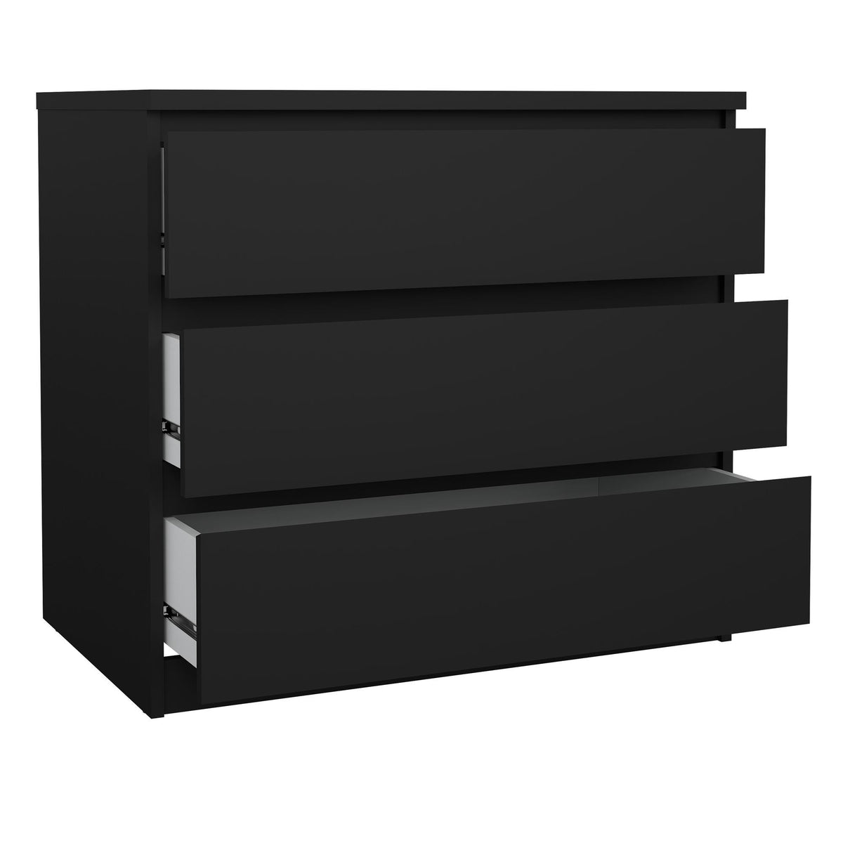Cómoda 3 cajones melamina negro mate 77x50x71cm (8)