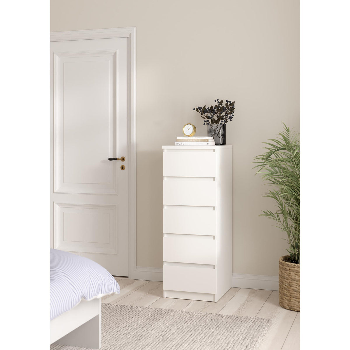 Cómoda 5 cajones melamina blanco 41x50x112cm (3)