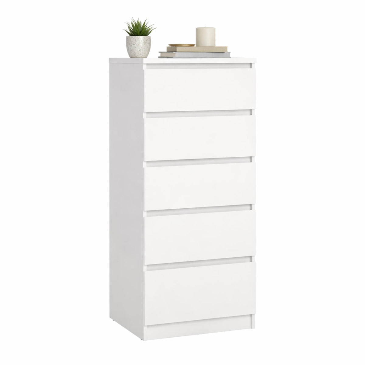 Cómoda 5 cajones melamina blanco 41x50x112cm (10)