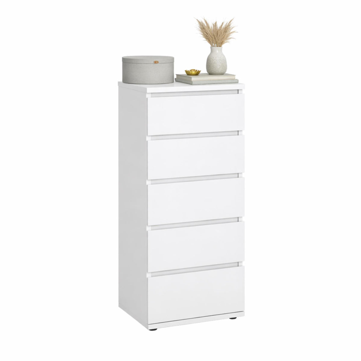 Cómoda dormitorio 5 cajones color blanco 41x40x107cm (9)