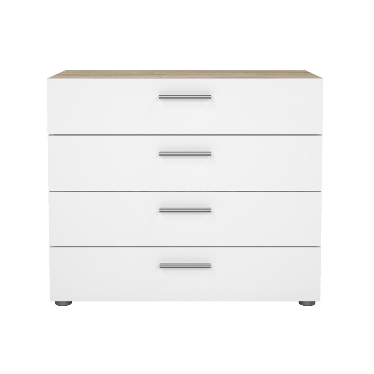 Cómoda dormitorio 4 cajones roble patinado y blanco 81x41x69cm (5)