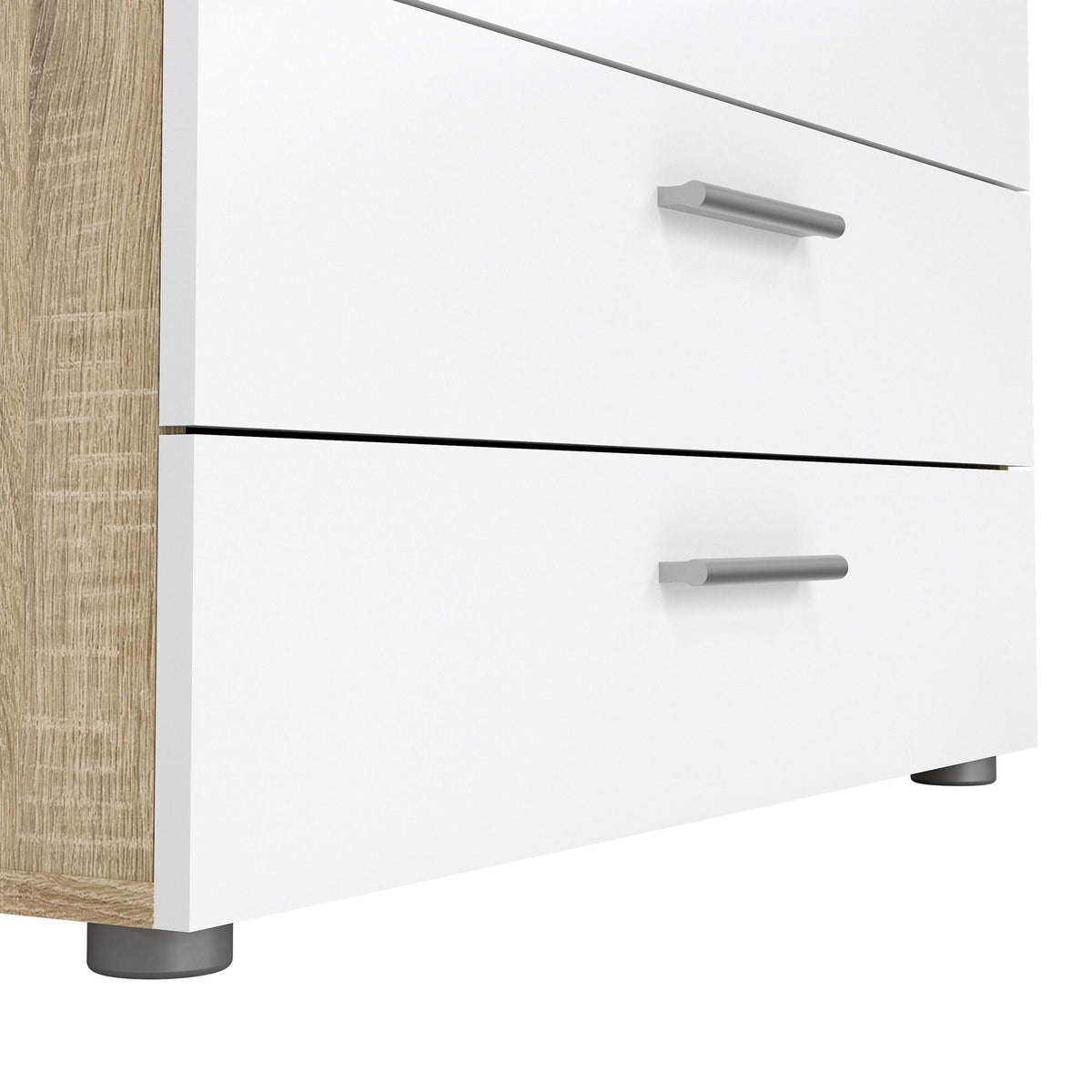 Cómoda dormitorio 4 cajones roble patinado y blanco 81x41x69cm (8)