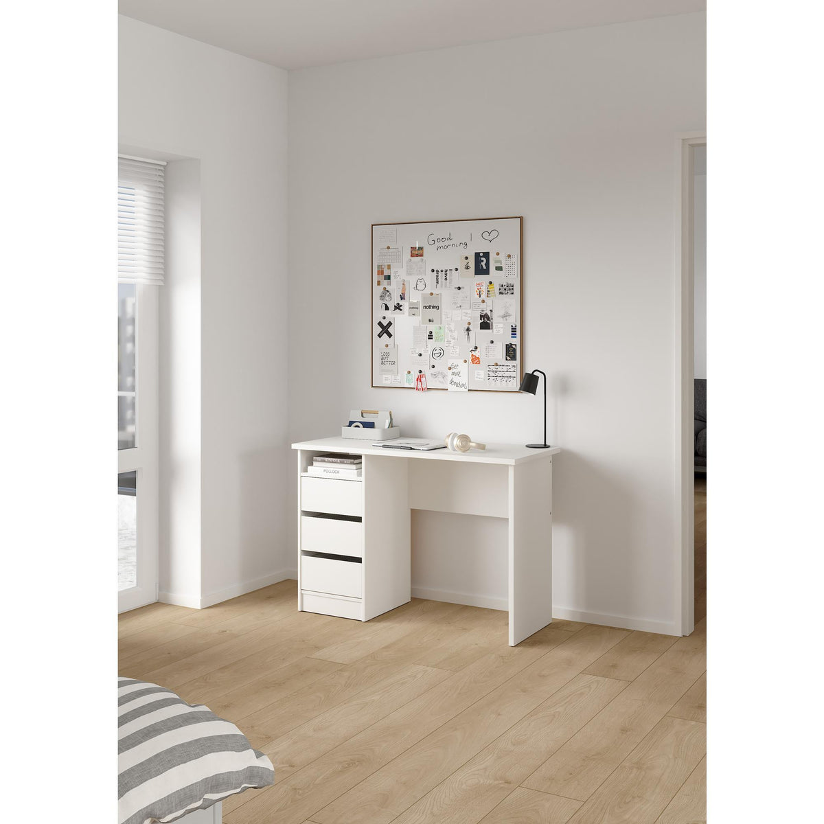 Mesa escritorio 3 cajones blanco 110x49x76 cm (3)