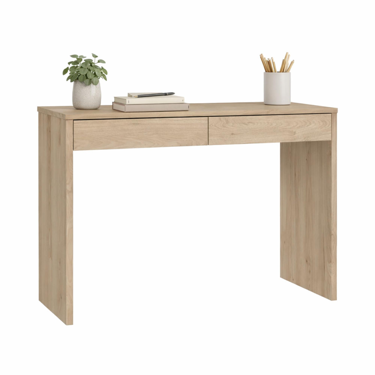 Mesa escritorio Jucar Oak 2 cajones color roble 101x40x77cm (8)