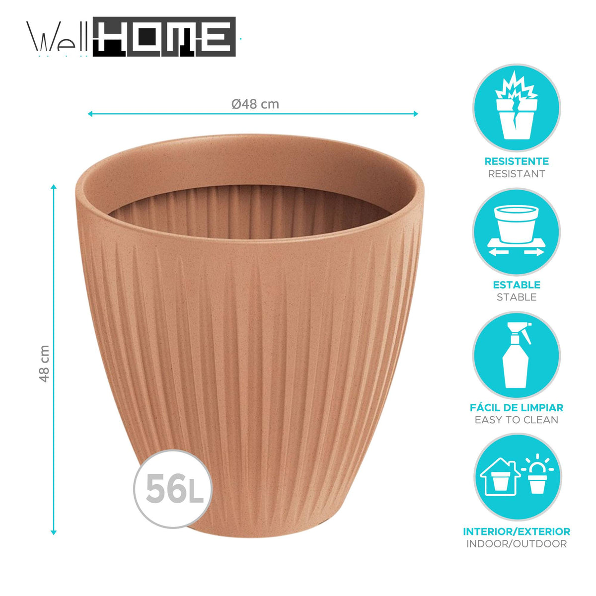 Maceta rotomoldeo redonda Latia Round MIDL Ø48x48 cm terracota (2)