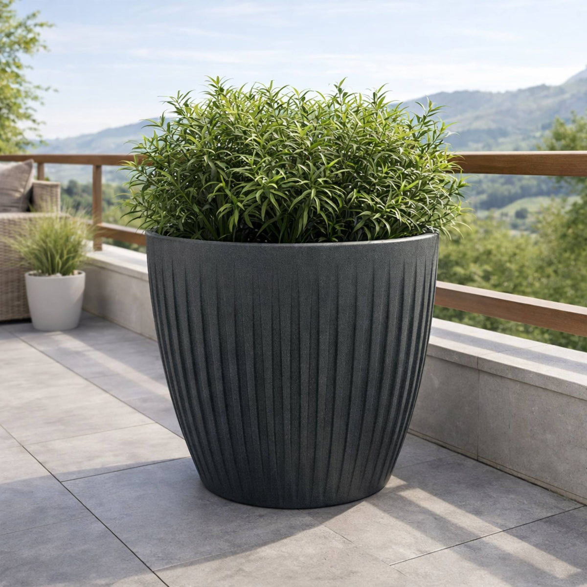 Maceta rotomoldeo Latia Round grafito granito Ø60x58cm (4)