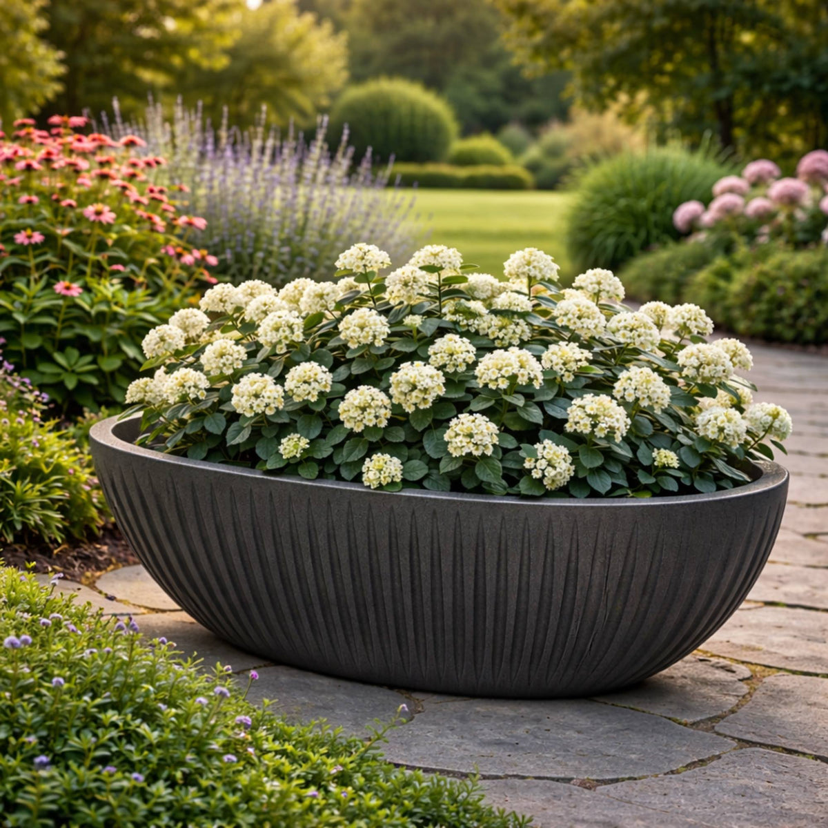 Maceta rotomoldeo oval Latia 58x24x20 cm grafito granito (4)