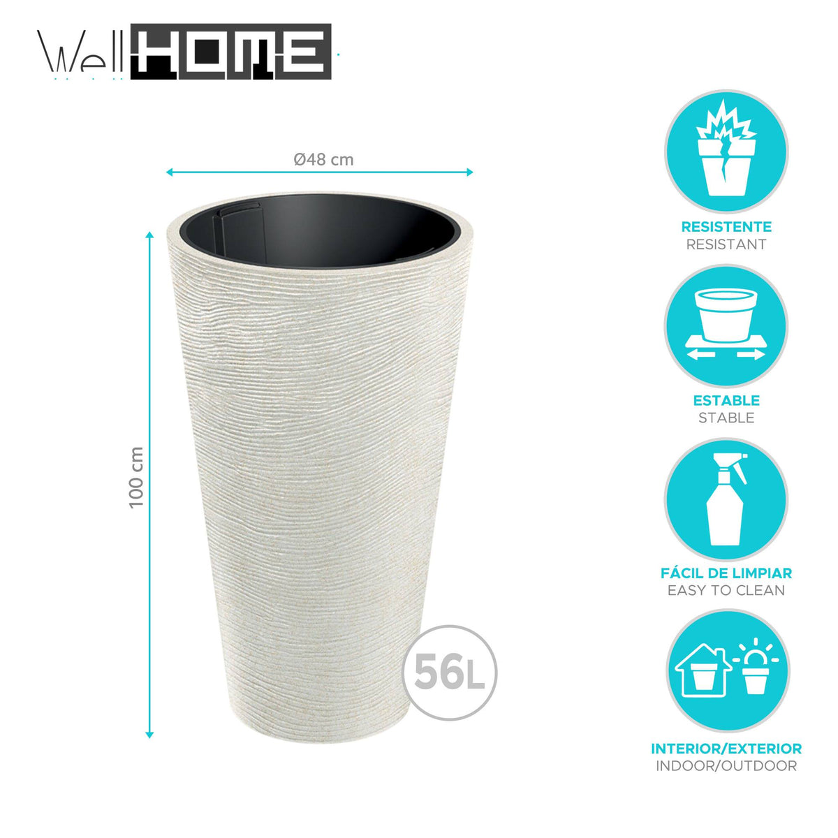 Maceta rotomoldeo cilíndrica arena Ø60x100 cm (2)
