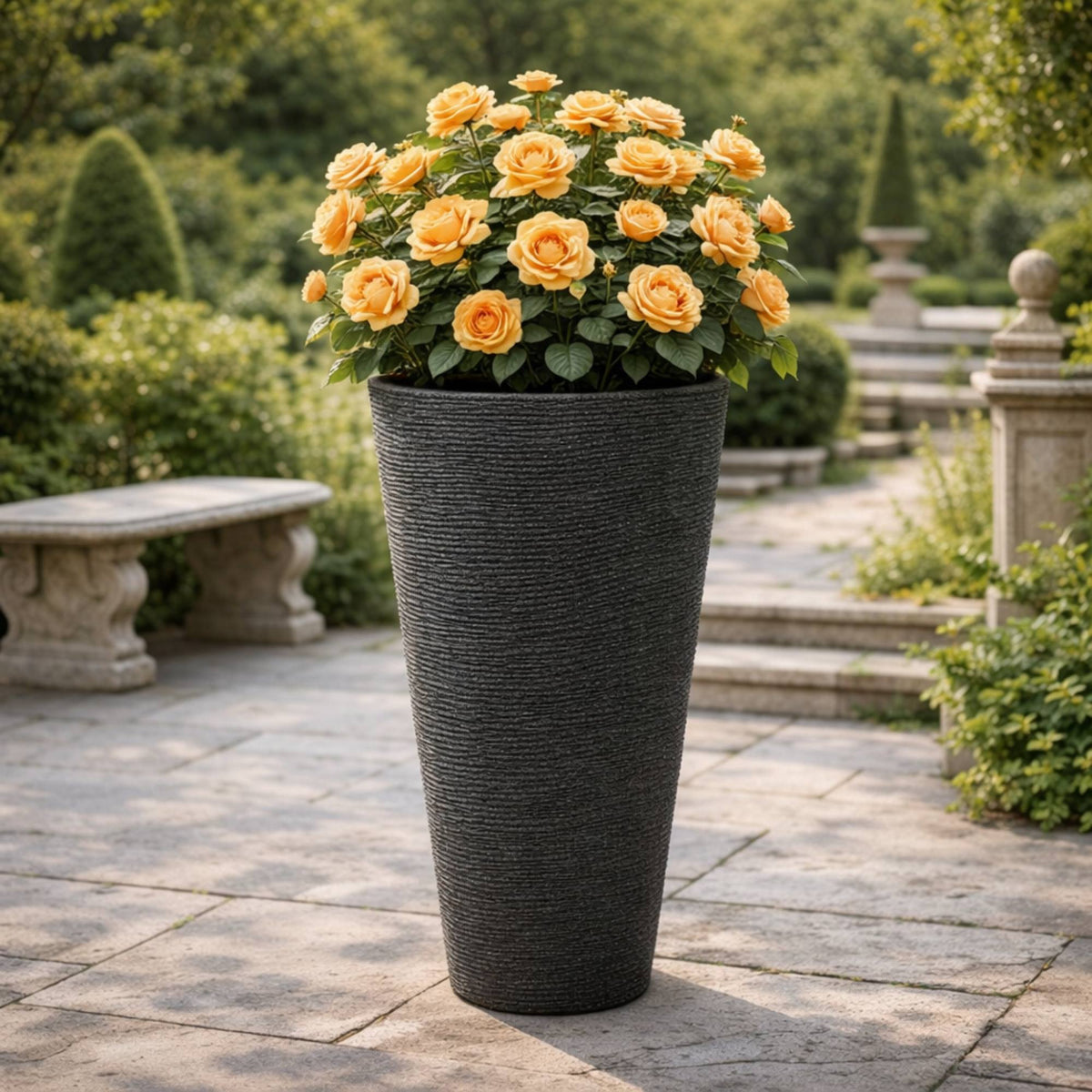 Maceta rotomoldeo cilíndrica granito negro Ø60x100 cm (4)