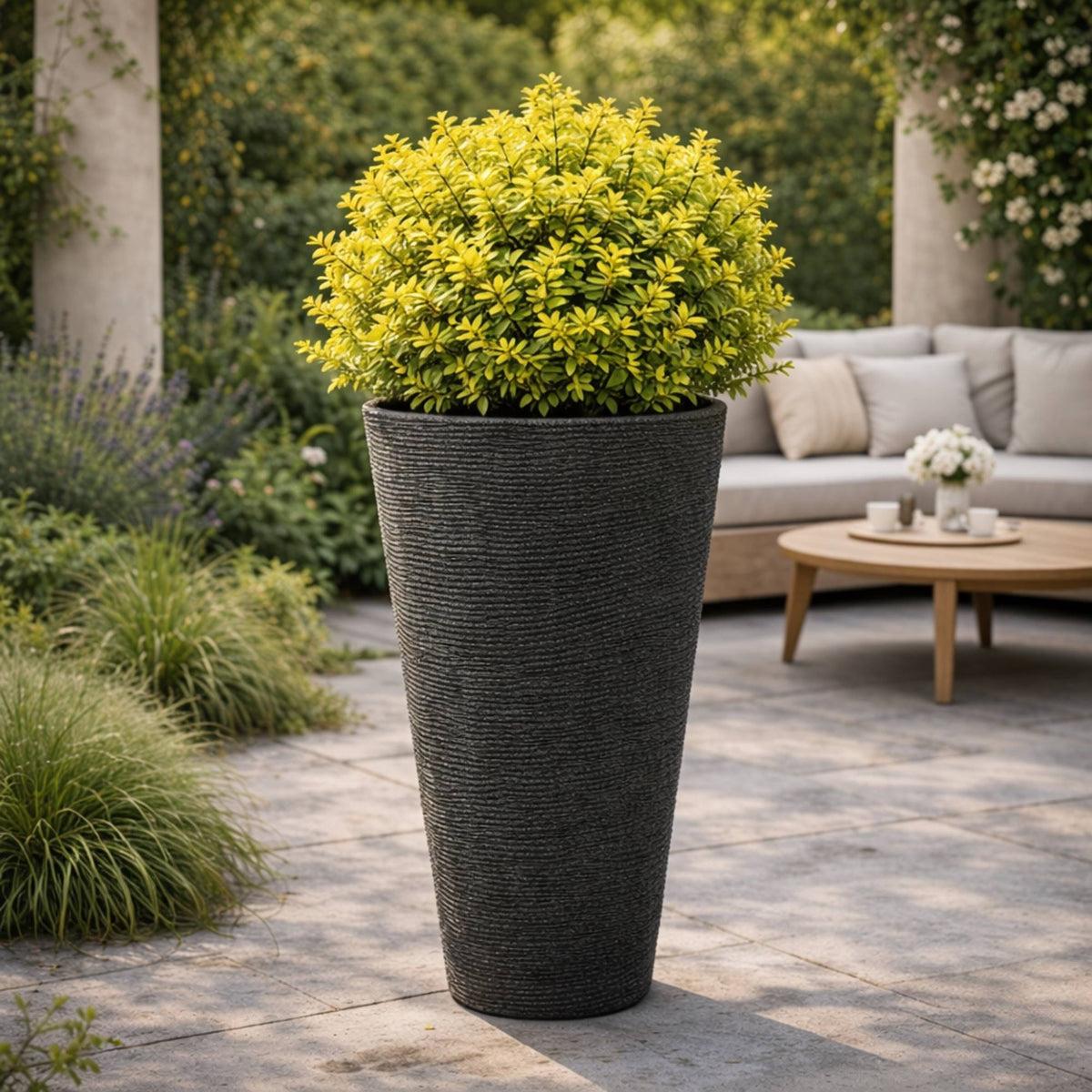 Maceta rotomoldeo cilíndrica granito negro Ø60x100 cm (5)