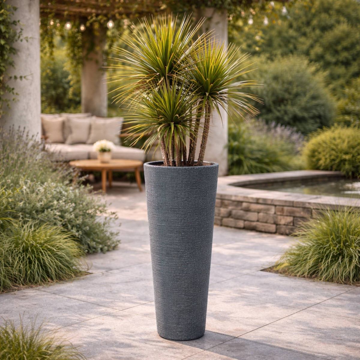 Maceta rotomoldeo cilíndrica alta granito Ø40x110 cm (4)