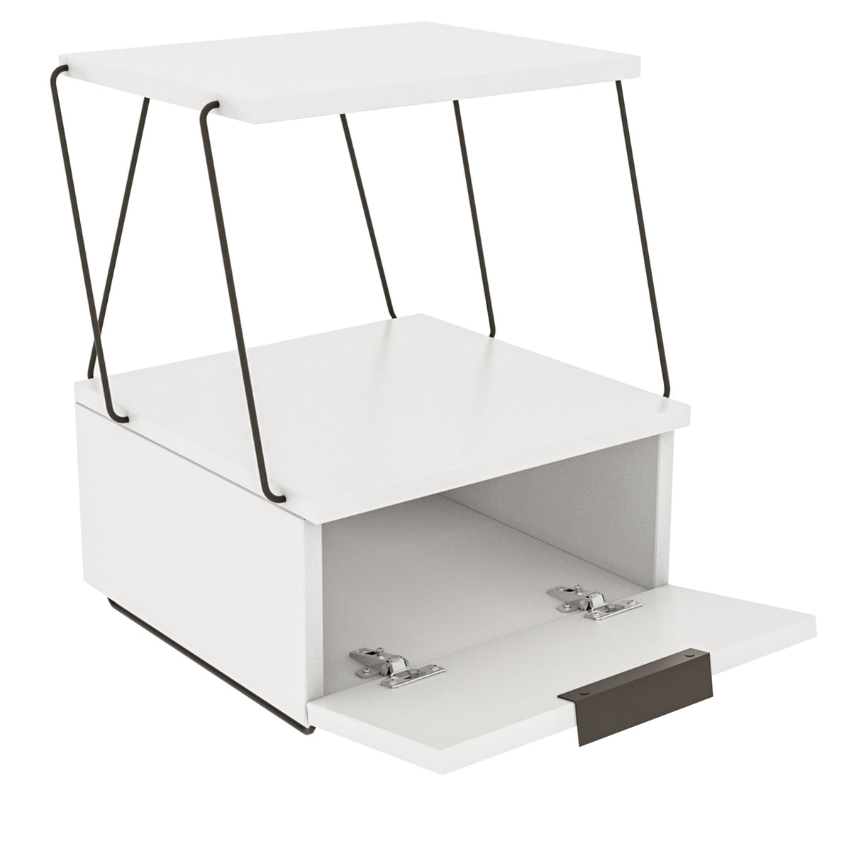 Mesita de noche melamina con cajón y estante blanco 42x52x41cm (2)