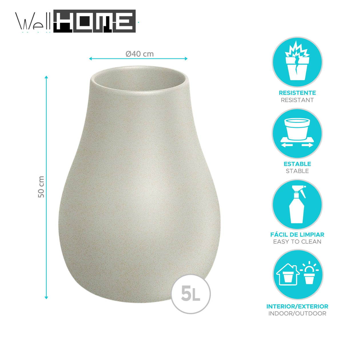 Maceta rotomoldeo cilíndrica slim arena Ø40x50 cm (2)