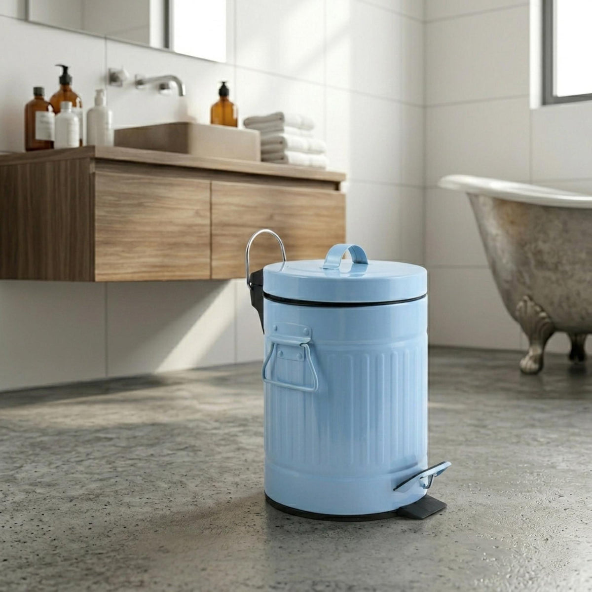 Cubo de basura con pedal Habana 3L color azul pastel (3)