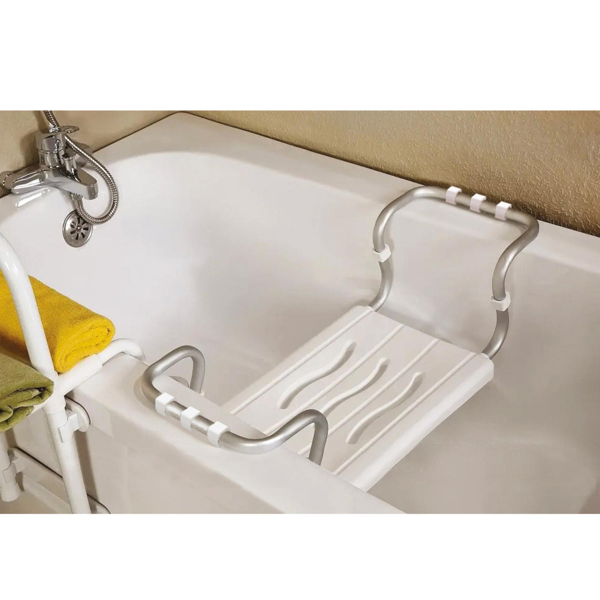 Asiento bañera extensible aluminio Blanco 55-65x18x26cm (3)