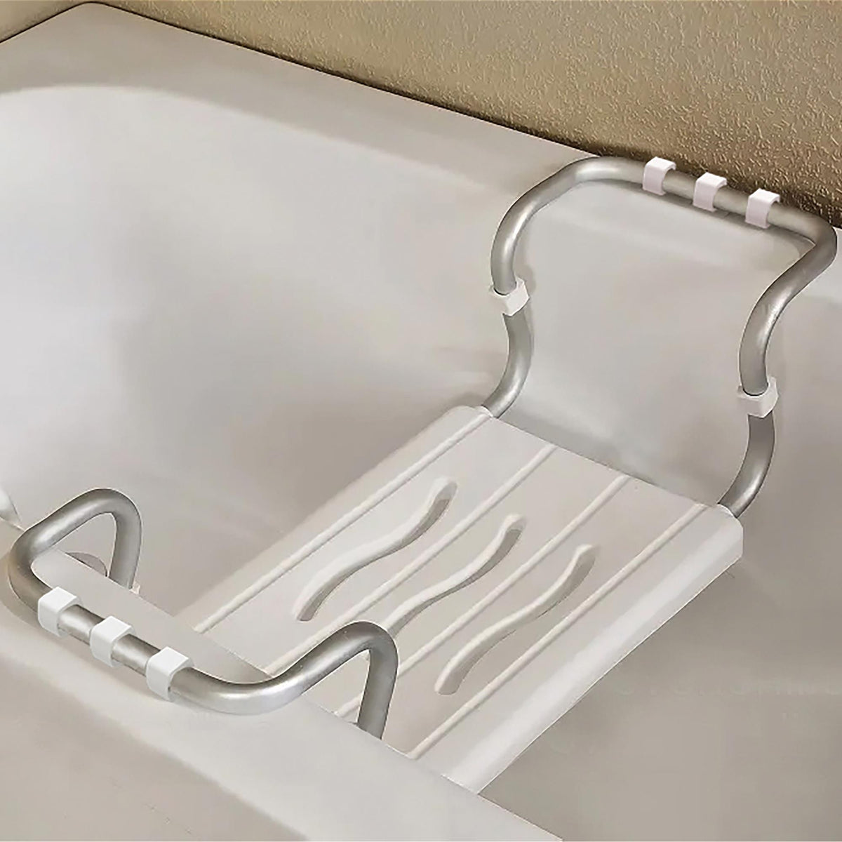 Asiento bañera extensible aluminio Blanco 55-65x18x26cm (4)