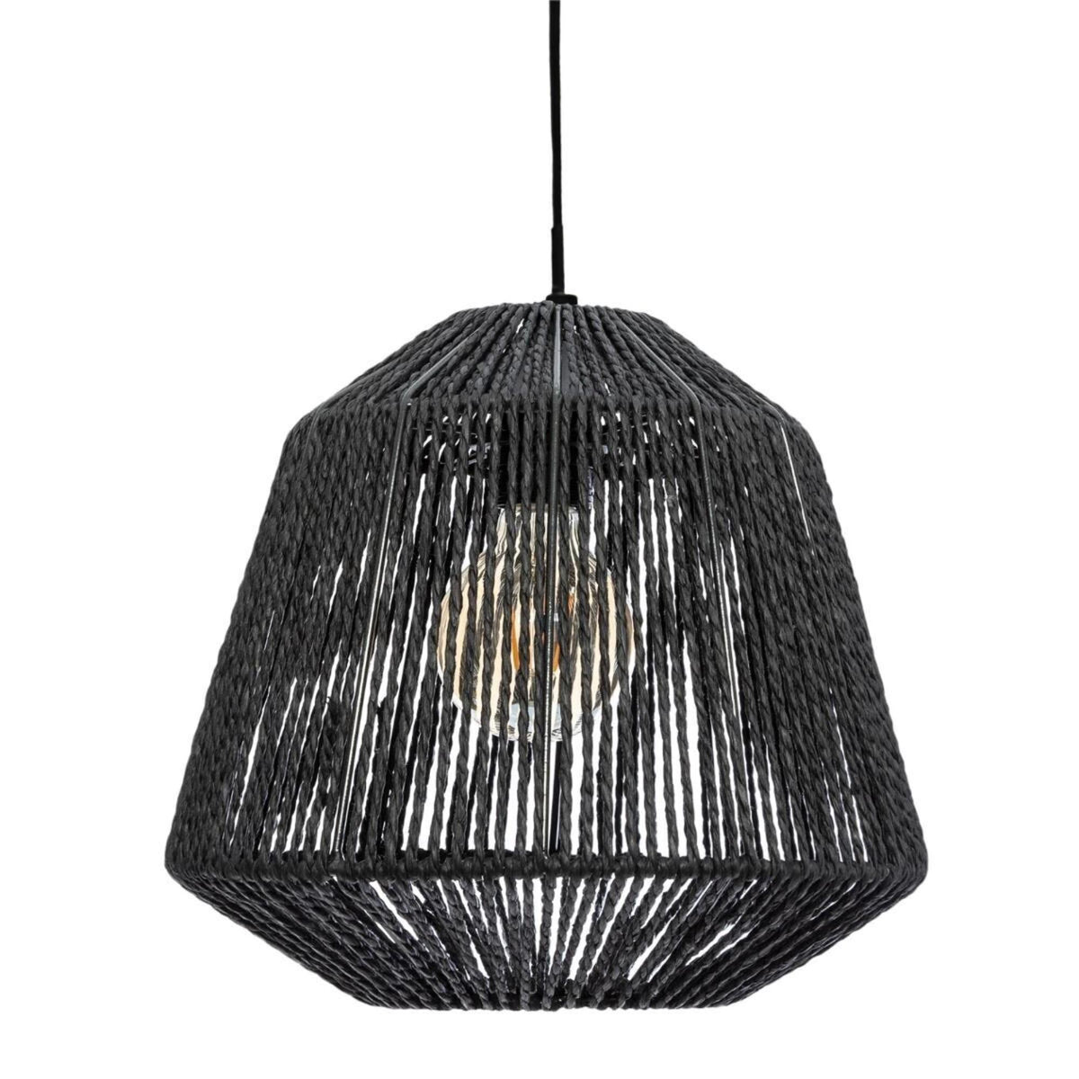 Lámpara de techo suspensión cuerda metal Ø29x23,8 cm negro