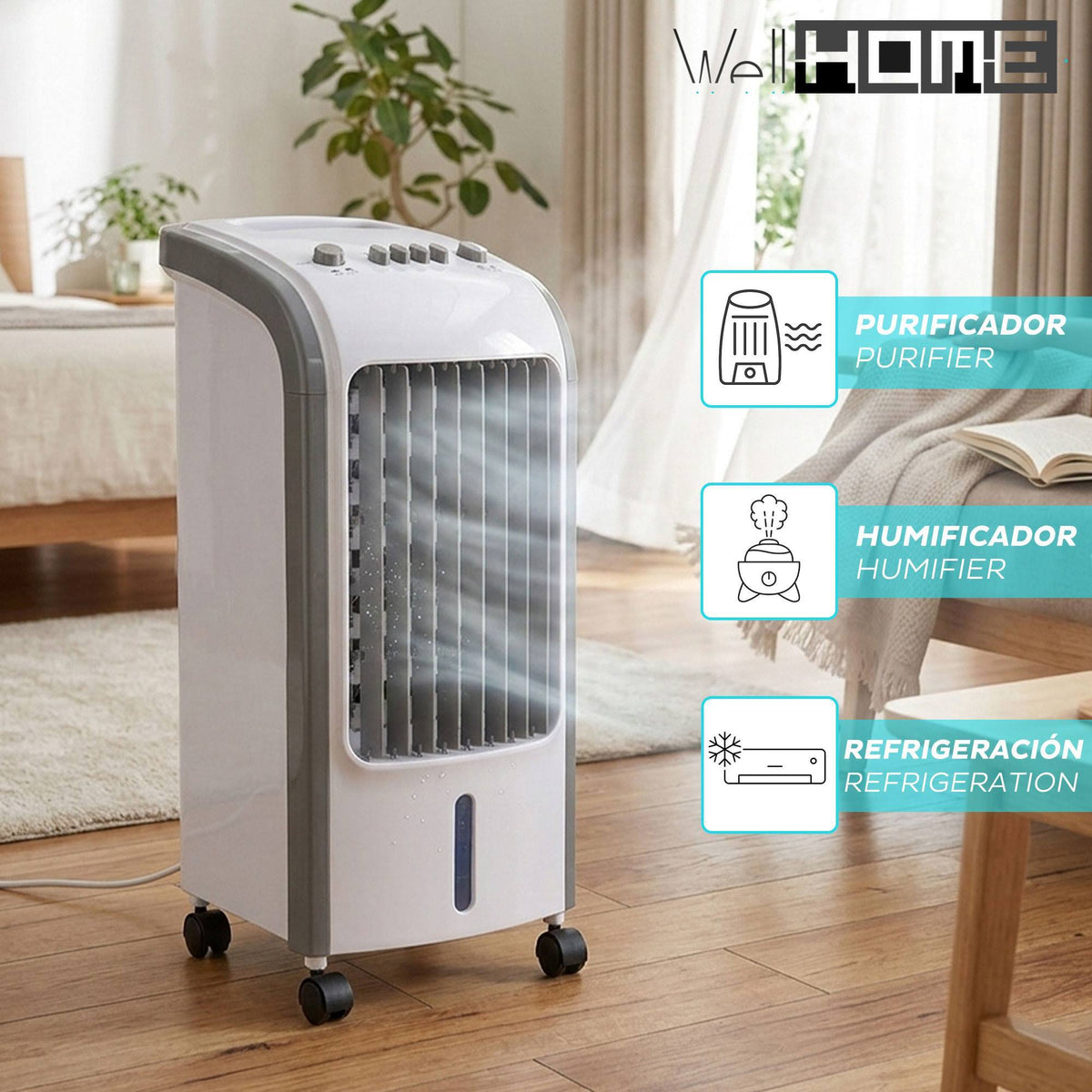 Climatizador evaporativo 80W 3,5L 3 vel oscilación 360° (3)