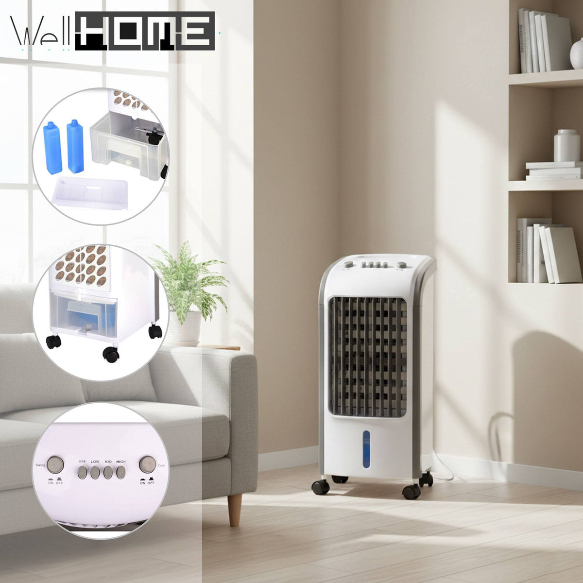 Climatizador evaporativo 80W 3,5L 3 vel oscilación 360° (5)