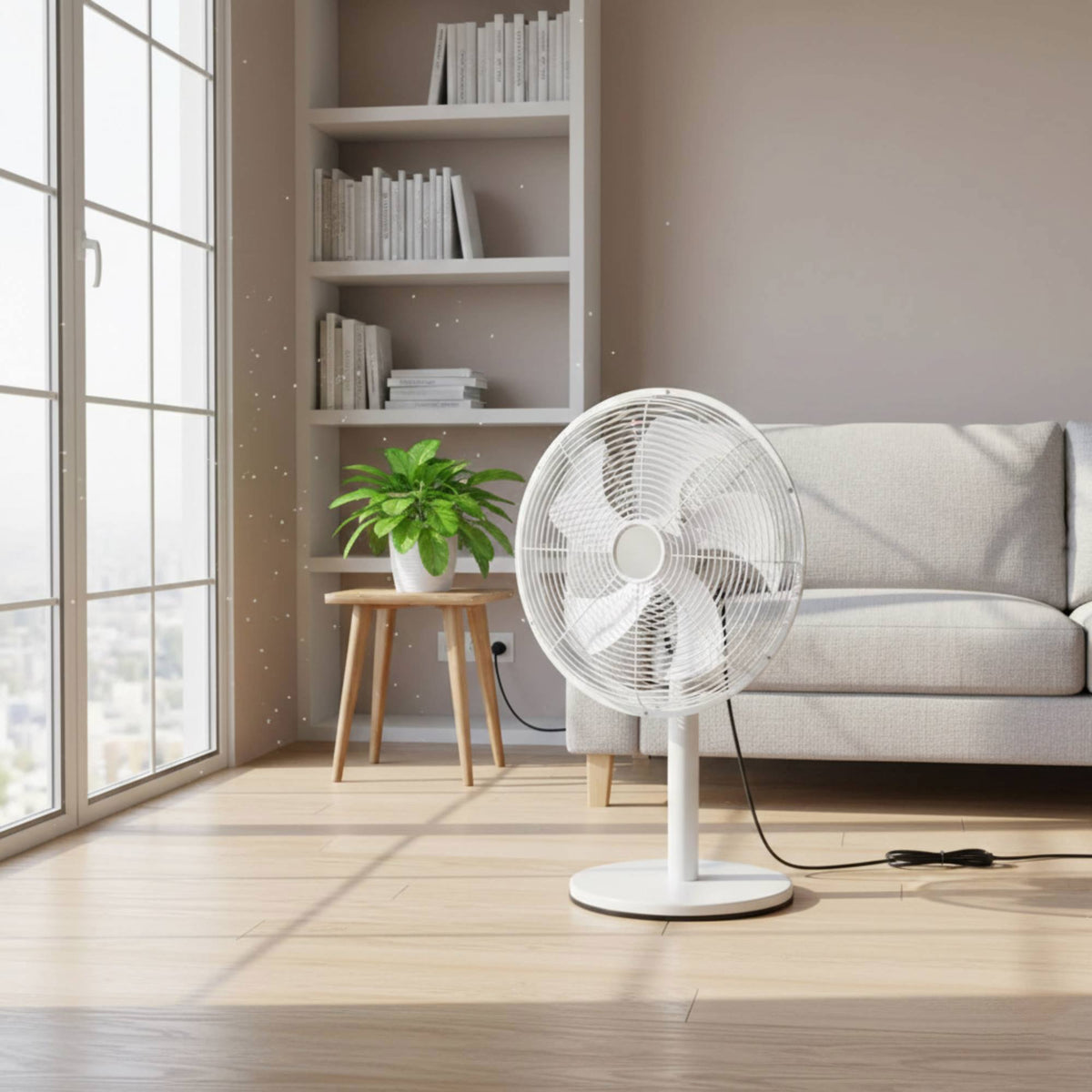 Ventilador de pie Ø35 cm 35W 3 velocidades blanco mate (4)