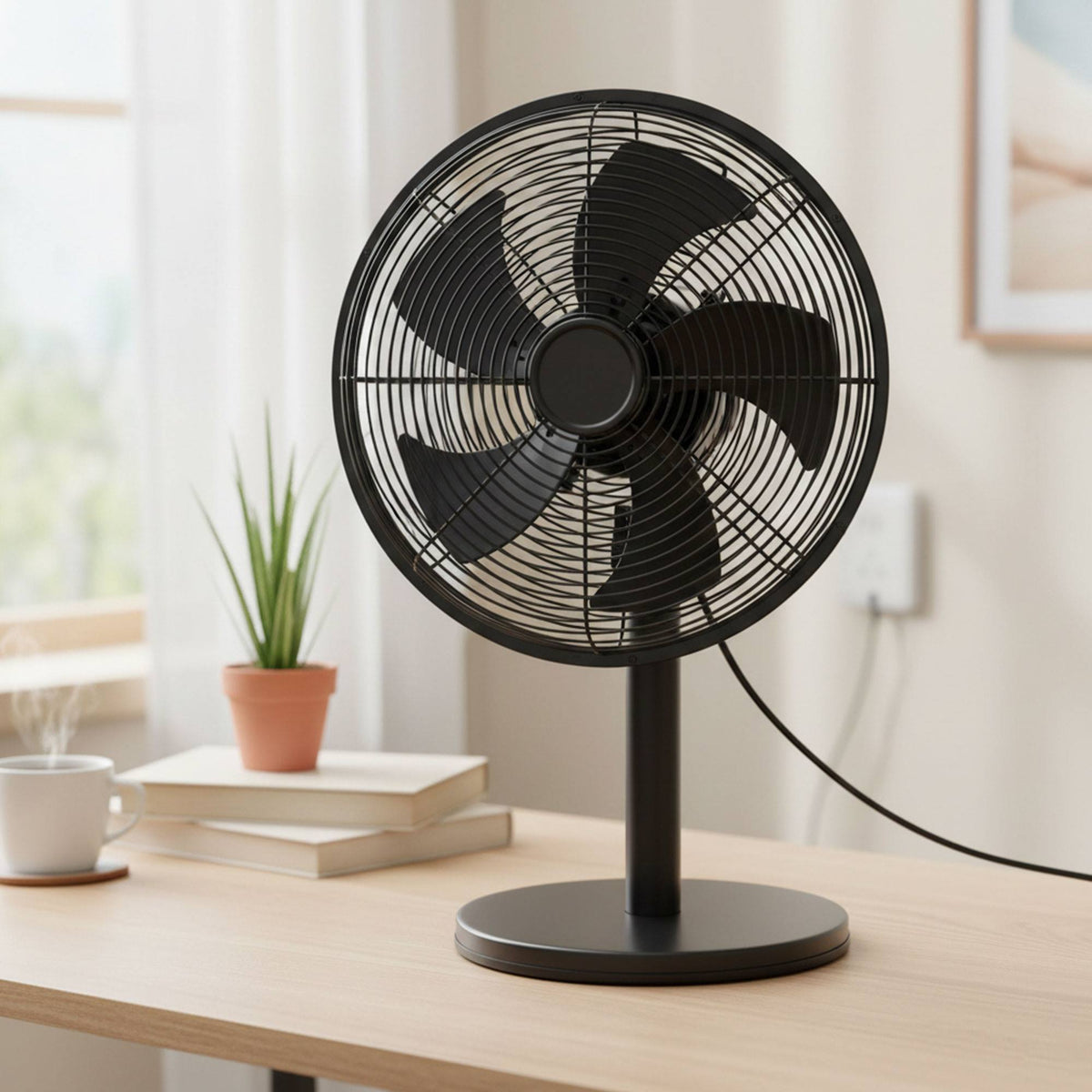Ventilador de pie Ø35 cm 35W 3 velocidades negro mate (6)