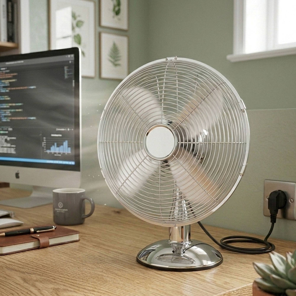 Ventilador de mesa Ø33 cm 45W 3 velocidades oscilación cobre (5)