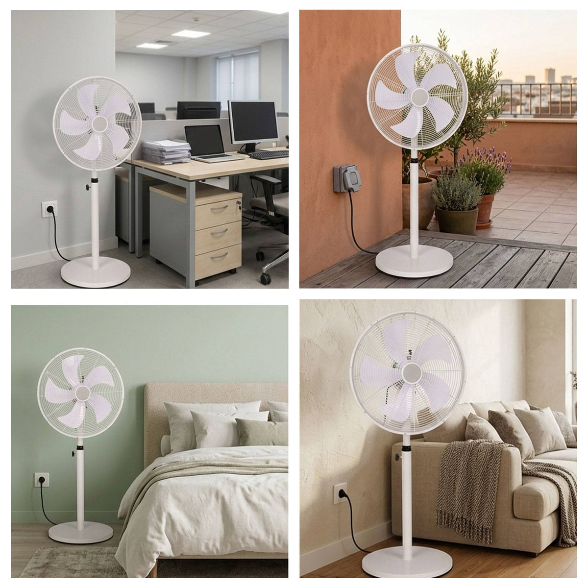 Ventilador de pie Ø45 cm 50W 3 velocidades blanco mate (3)