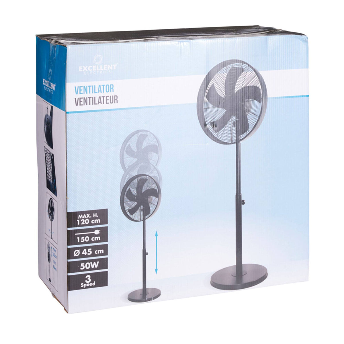 Ventilador de pie Ø45 cm 50W 3 velocidades negro mate (6)