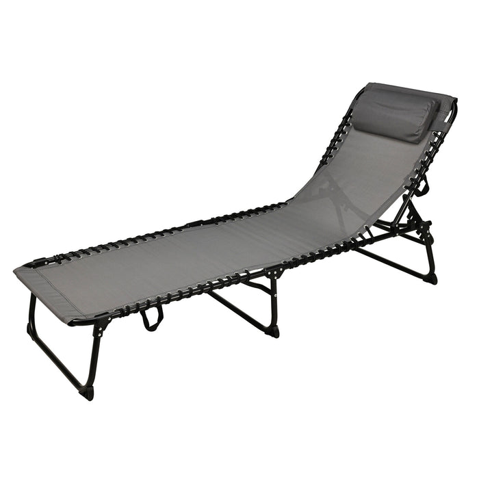 Tumbona camping acero textilene 190x60x30 cm hasta 110 kg negro