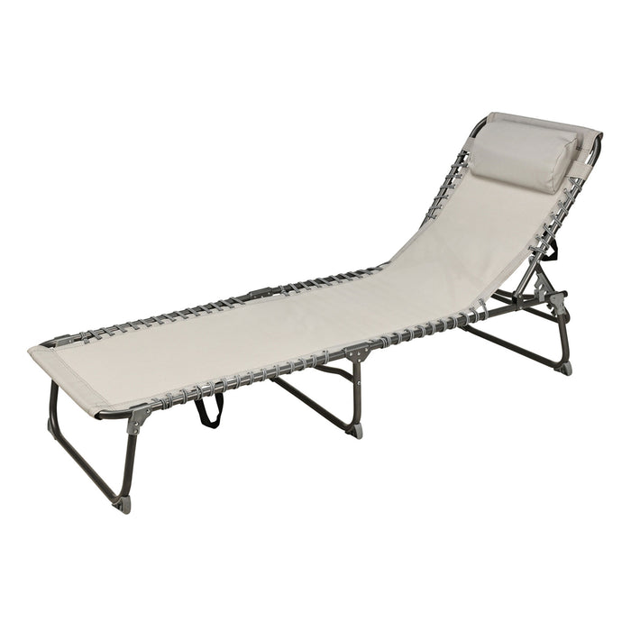 Tumbona camping acero 193x60x30 cm hasta 110 kg gris oscuro beige