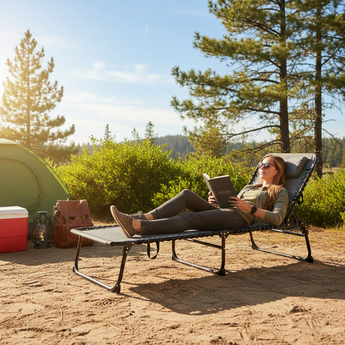 Tumbona camping acero 193x60x30 cm hasta 110 kg gris oscuro beige (6)