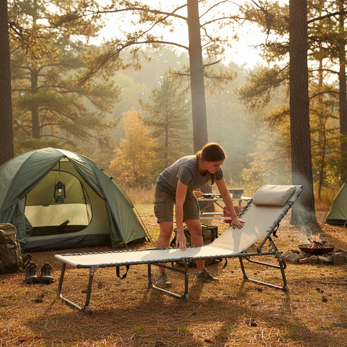 Tumbona camping acero 193x60x30 cm hasta 110 kg gris oscuro beige (7)