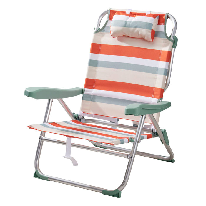 Silla camping reclinable aluminio rayas rojas hasta 110kg