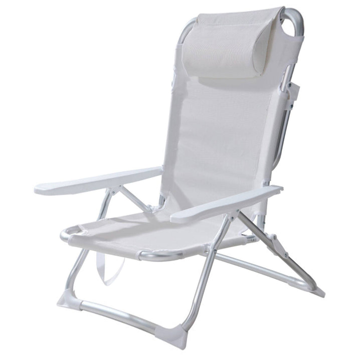 Silla de playa aluminio Ø22mm textilene blanco altura total 78 cm