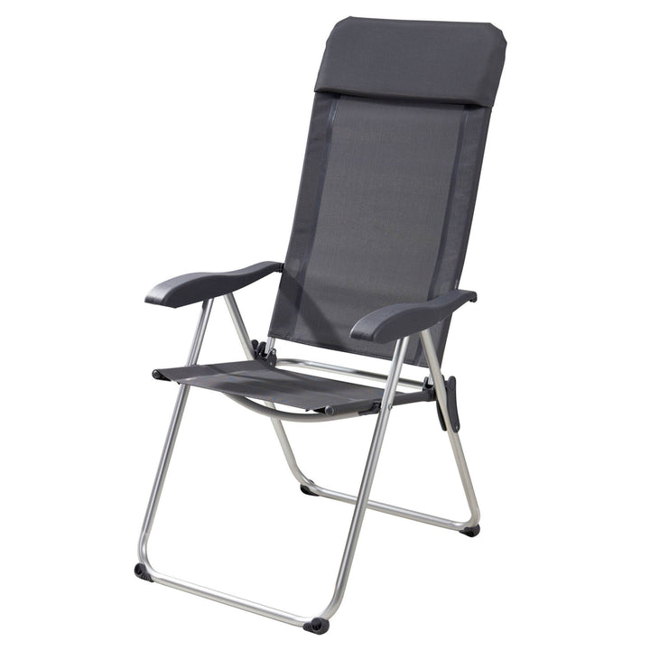 Silla camping aluminio anodizado gris 58x69x111cm