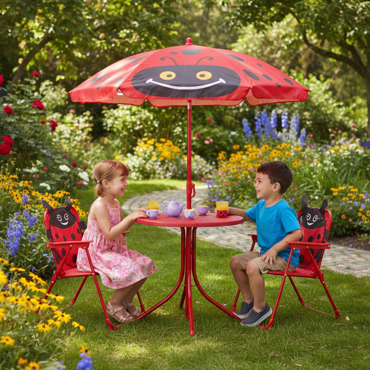 Conjunto jardín niños 4 pzs mesa sillas paraguas pleg (4)