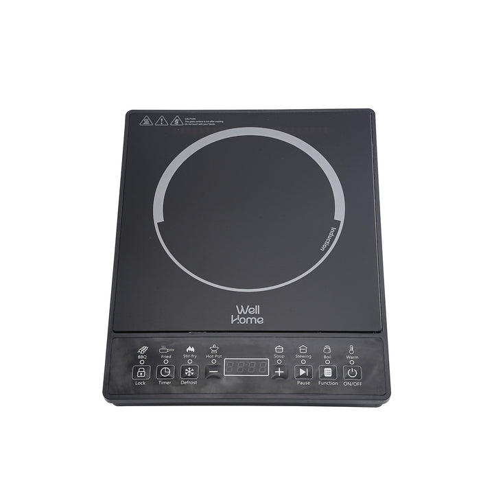 Placa de Inducción Portátil 2000W, Panel de Botones y Pantalla LED, 8 Programas de Cocción, Temporizador 180'