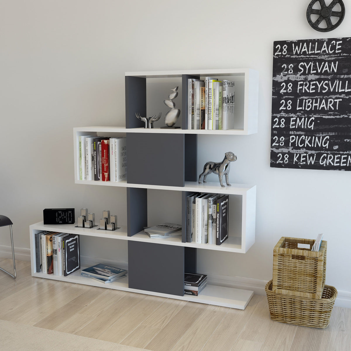 Librería melamina color antracita 120x19,5x109cm (3)