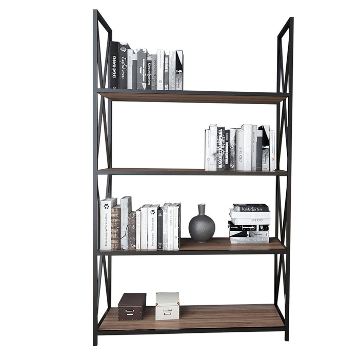 Librería melamina nogal/negro 94x33x150cm