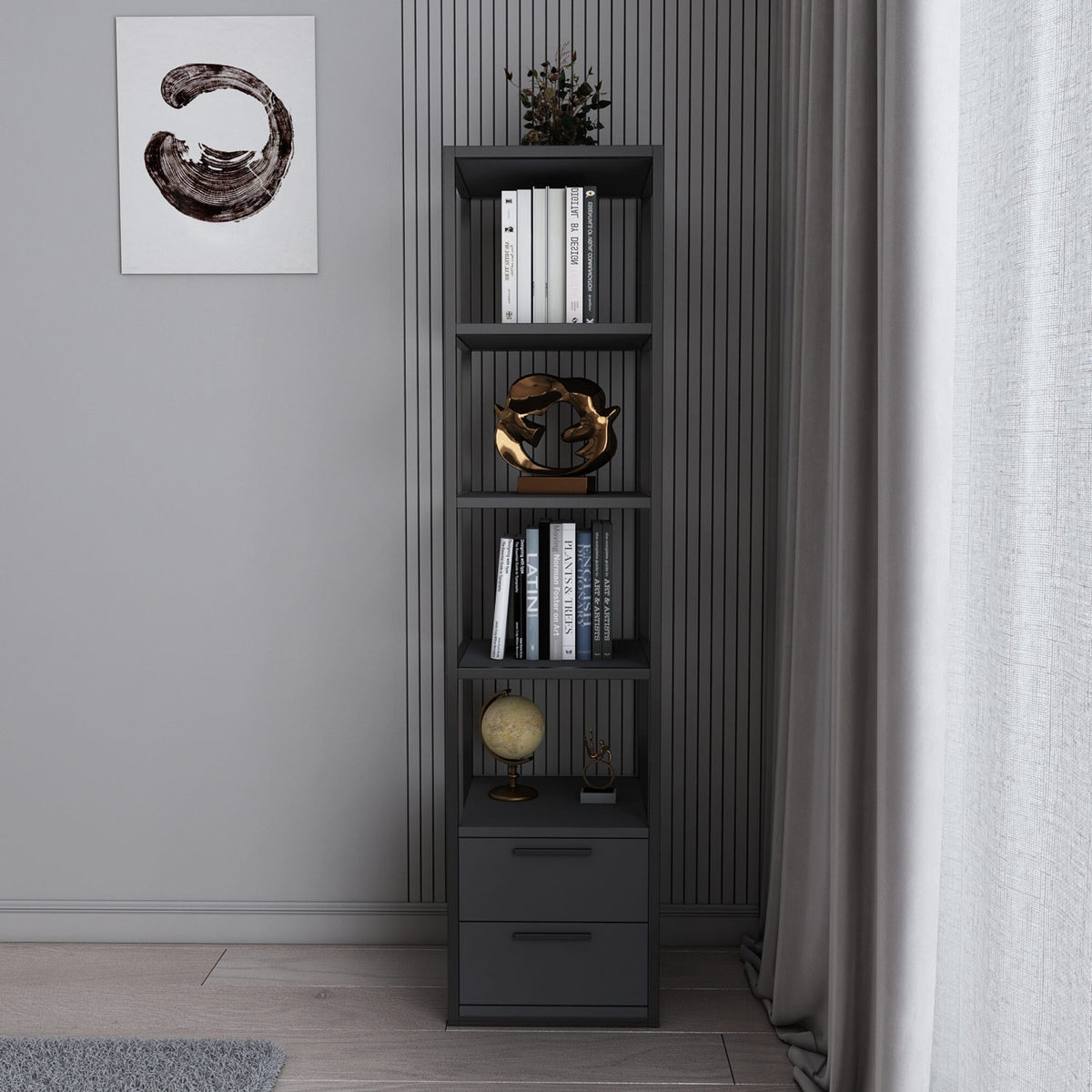 Librería melamina antracita 39x39x160cm (3)