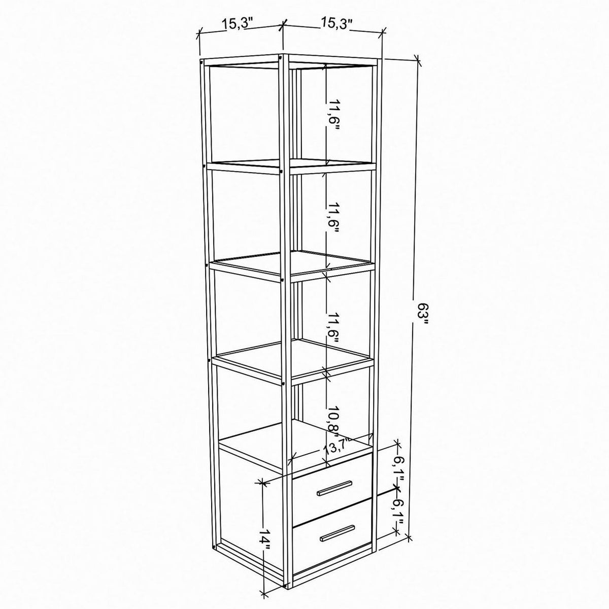 Librería melamina blanco y roble 39x39x160cm (2)