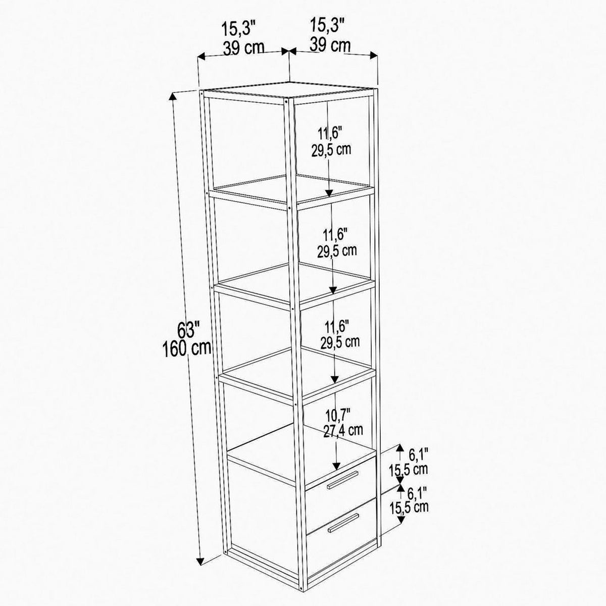 Librería melamina blanca 39x39x160cm (2)