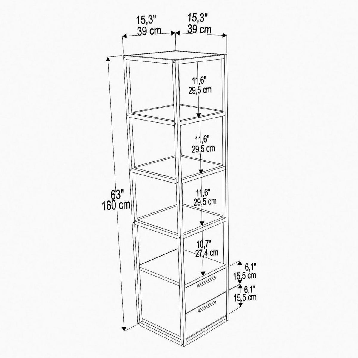 Librería melamina oro y blanco 39x39x160cm (2)