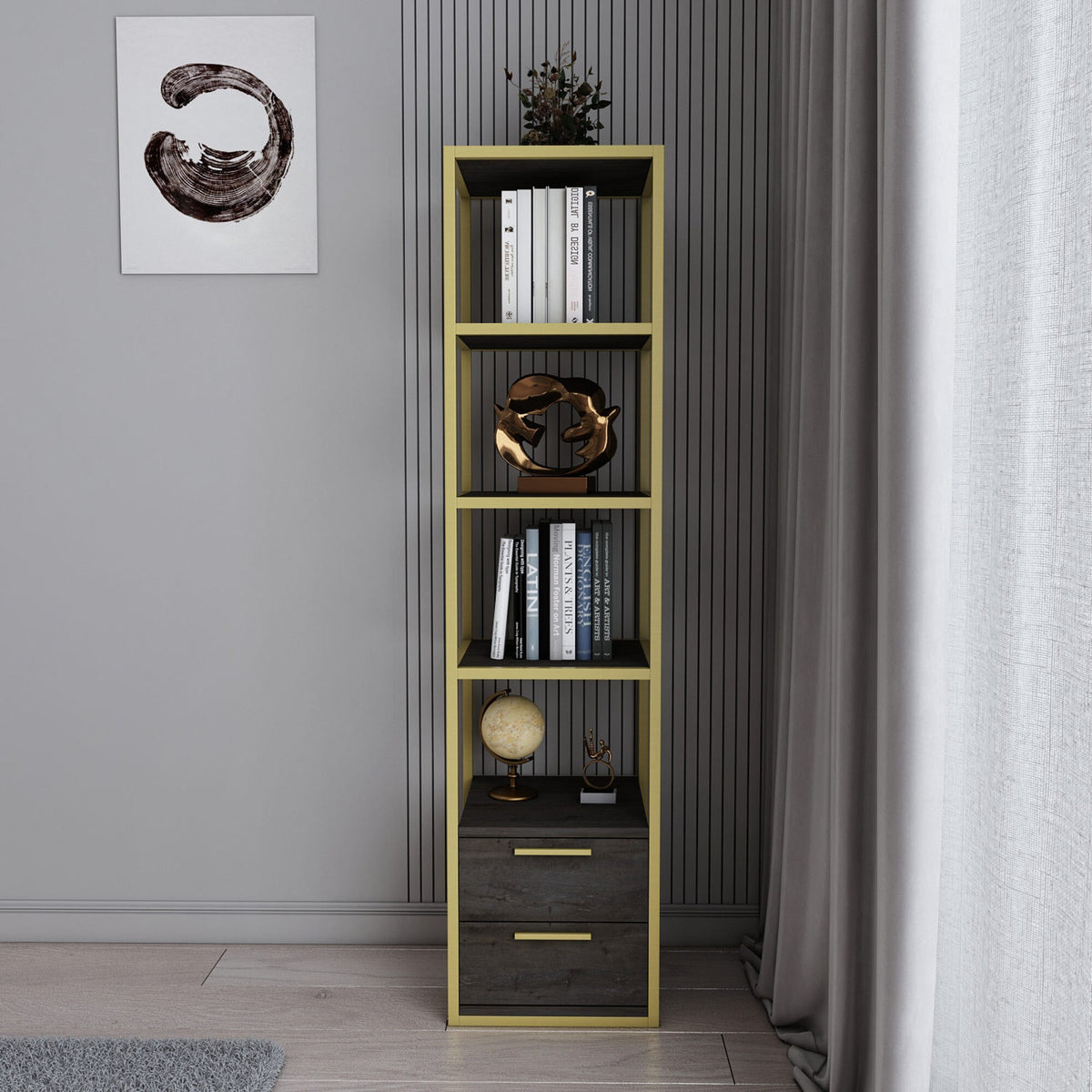 Librería melamina color gris 39x39x160cm (3)