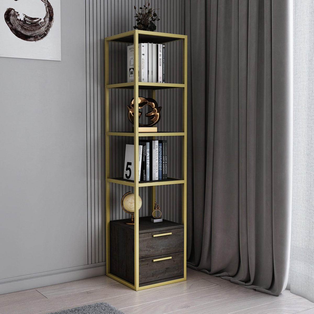 Librería melamina color gris 39x39x160cm (4)