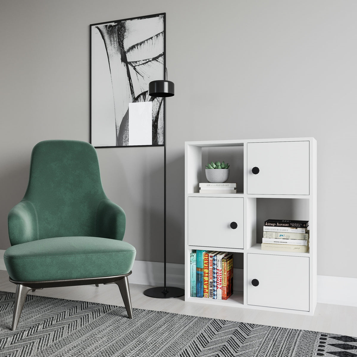 Librería melamina color blanco 72x25x93cm (4)