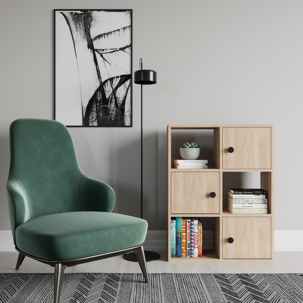 Librería melamina color roble 72x25x93cm (3)