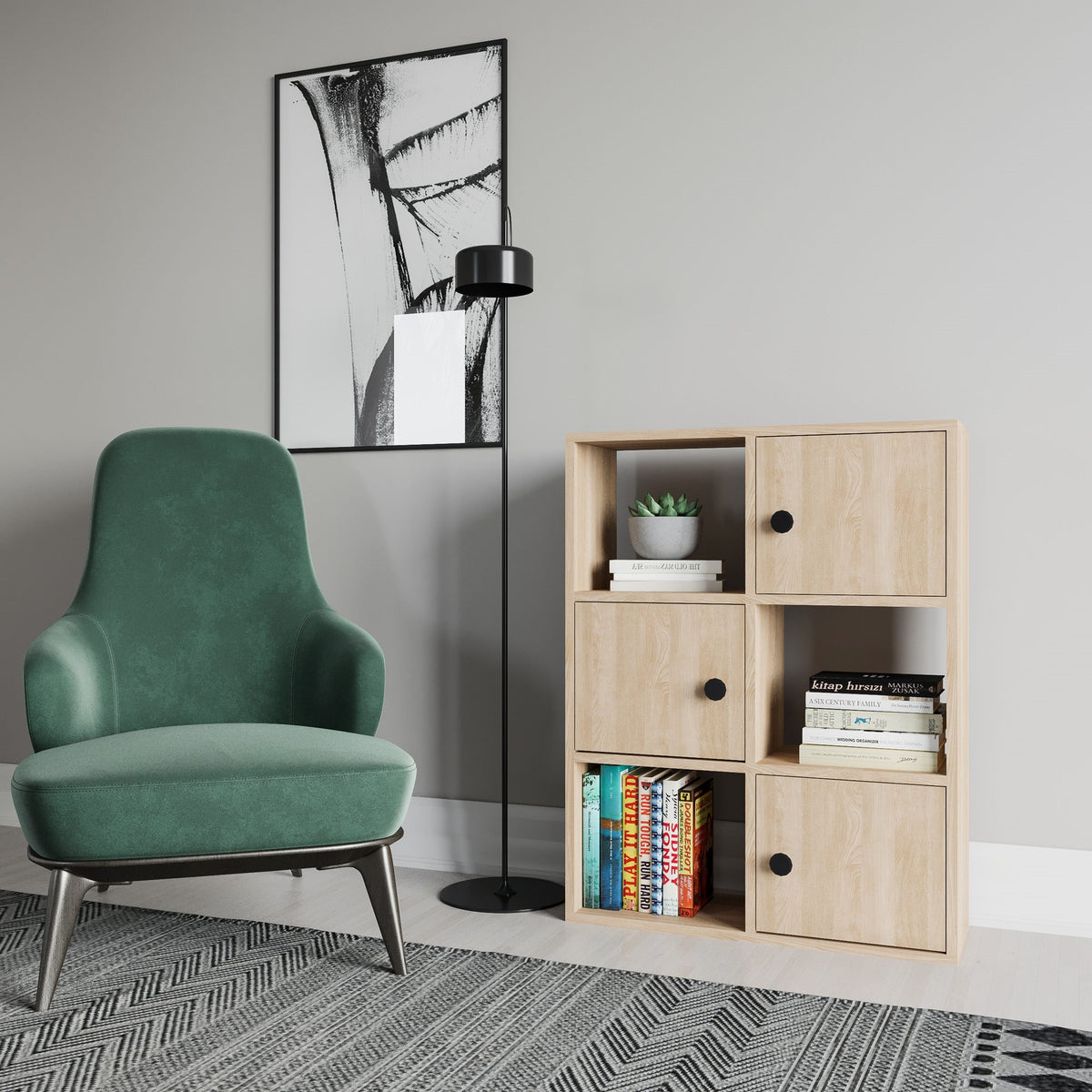 Librería melamina color roble 72x25x93cm (4)
