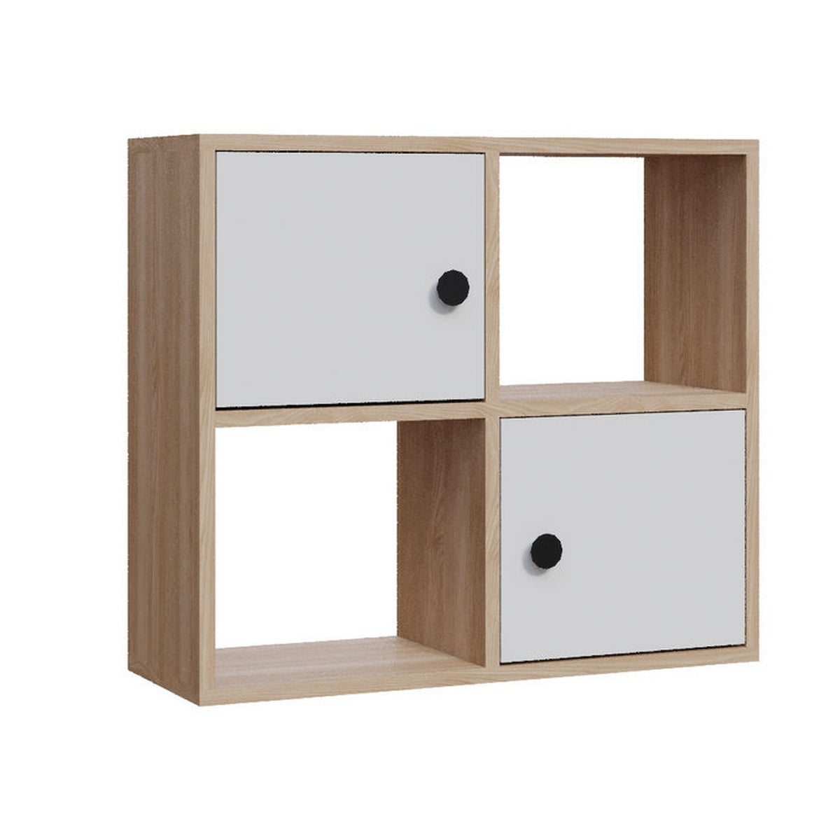 Librería melamina color blanco y roble 72x25x62,6cm