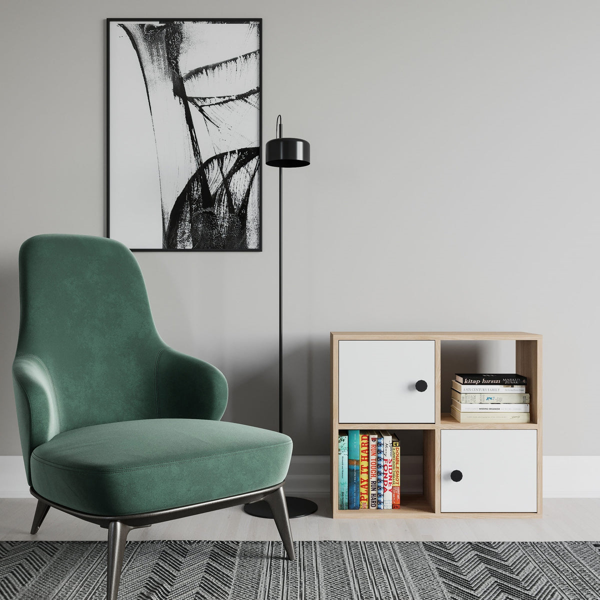 Librería melamina color blanco y roble 72x25x62,6cm (3)